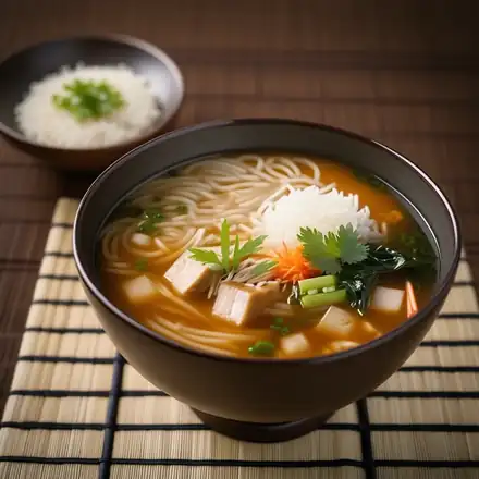 Japanische Suppe mit Nudeln
